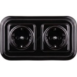 Elhard - Двойна керамична ретро розетка за домашна употреба с SCHUKO рамка 230V черна (EF0033B)