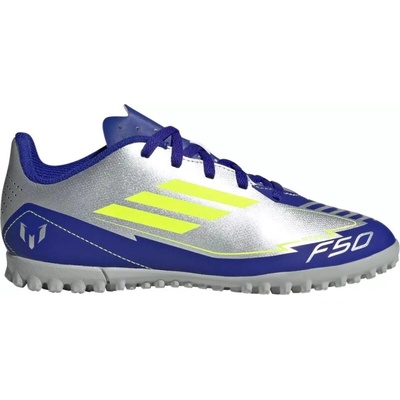 adidas F50 Club Messi Jr TF silver metallic/solar yellow/lucid blue Strieborná