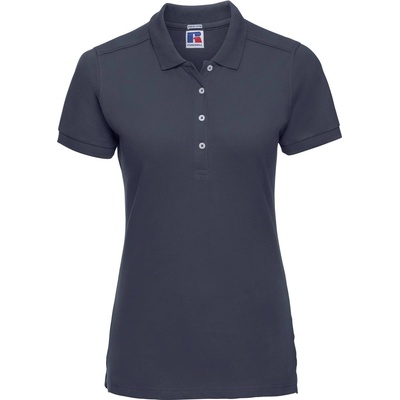 Russell Athletic 566f / Дамска еластична поло тениска с къс ръкав - тъмносиня xl (10566f29004)