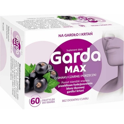 Garda MAX Pastilky s islandským machom Čierna ríbezľa 60 pastiliek