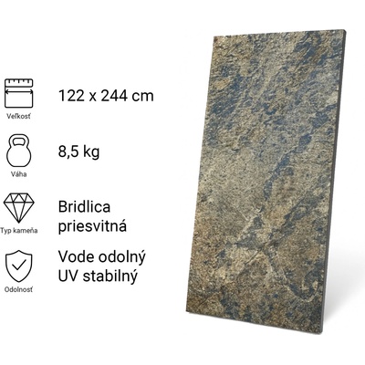 Re-Design Kamenná dyha Deoli Green priesvitná 122 x 244 cm 1ks