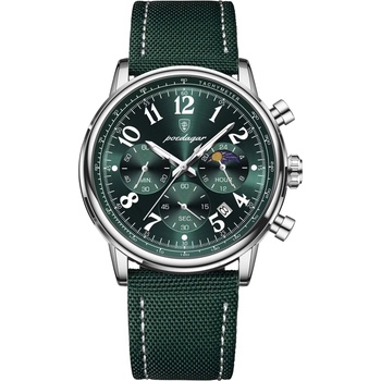 Poedagar Мъжки часовник Poedagar CS1887, текстил, зелен, зелен циферблат (CS1887)