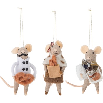 Bloomingville Коледни играчки Peo мишки с румени бузи, 3 бр (82061876)