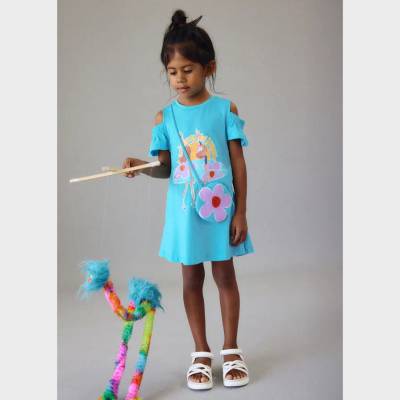 Mayoral Синя рокля cut out с чанта за мини момиче Mayoral