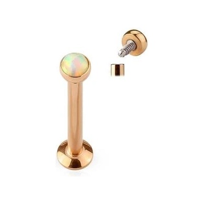 Šperky4U zlacený piercing do brady labreta opál LB1026RD-1206