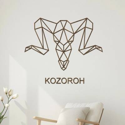 dřevo života Dřevěná samolepka na zeď znamení KOZOROH Zvolte rozměr šxv (cm): 80x70, Zvolte barvu dekoru: Ořech