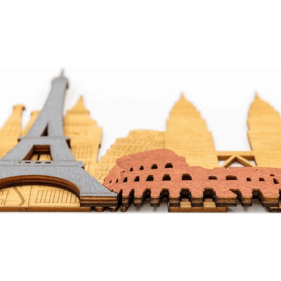 Monumenty (Památky) 25ks - Velké pro 3D dřevěnou mapu na zeď 105 x 25 cm