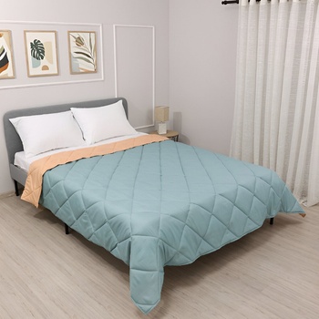 EmonaMall Олекотена завивка EmonaMall Елинор Аква/Праскова, Лятна, 200/210 см, Капитонирана - Код S18972 (S18972-3800237626595)