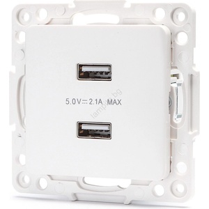 Aigostar - безрамкова USB захранваща розетка 2x USB-A бяла (AI2739)