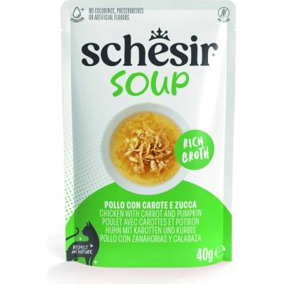 Schesir Cat Soup kuře s mrkví a dýní 24 x 40 g
