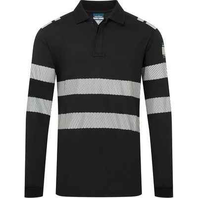 Portwest pw3 modaflame knit fr733 / Светлоотразителна поло тениска с дълъг ръкав, забавяща горенето - черна xxl (fr733bkrxxl)