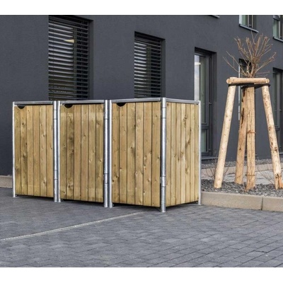 Hide 3 koše 240 l drevo 80 x 278 x 115 cm prírodný