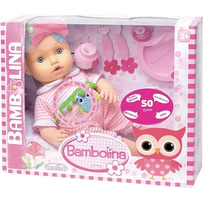 DIMIAN Интерактивна кукла Dimian - Bambolina, 42 cm, с комплект за хранене (BD1374BUL)