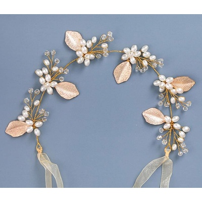Naishide Jewelry Květinová čelenka s perlami a lístky