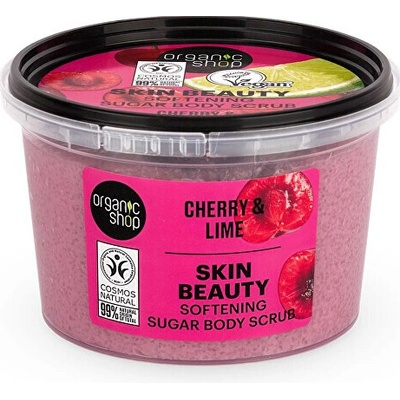Organic Shop zjemňující cukrový tělový peeling třešeň a limetka 250 ml