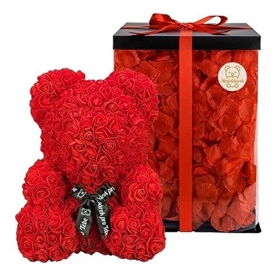 Medvídárek BIG Romantic medvídek z růží 40cm dárkově balený - světle červený