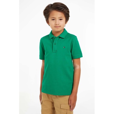 Tommy Hilfiger Детска памучна тениска с яка Tommy Hilfiger в зелено с изчистен дизайн (KB0KB09103.128.176.PPYH)