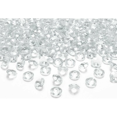 Bezfarebné diamantové konfety na stôl svadba 100 ks