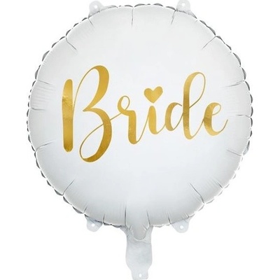 PartyDeco Balónik fóliový biely zlaté Bride 35 cm