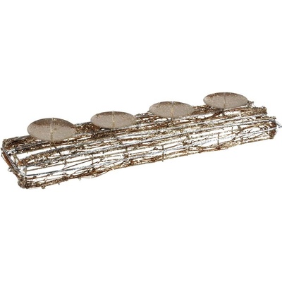 MFP 8885933 svícen ratan zlatý vánoční 10x40cm R4016