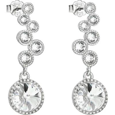 Pavona Stříbrné náušnice visací s krystaly Swarovski bílé kulaté 31265.1
