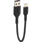 Belkin Сертифициран (MFI) USB-A към Lightning кабел за Apple устройства с Lightning порт (15 см) - Belkin BoostCharge USB-A to Lightning Cable (черен) (CAA001bt0MBK)