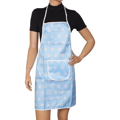 Готварска престилка в синьо с цветя