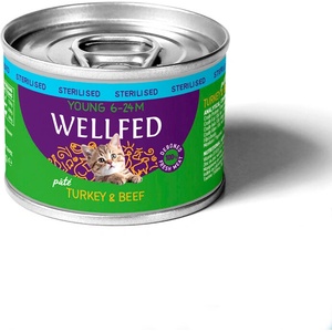 WELLFED Консерва за кастрирани котенца с пуйка и говеждо