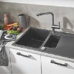 GROHE Кухненски смесител Grohe Minta с издърпващ се душ, 2 вида струя, гланциран антрацит, твърд графит (30274A00)