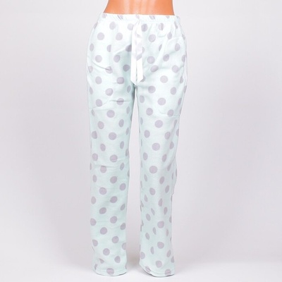 Поларен панталон - пижама в бледо-зелен цвят със сиви точки и панделка