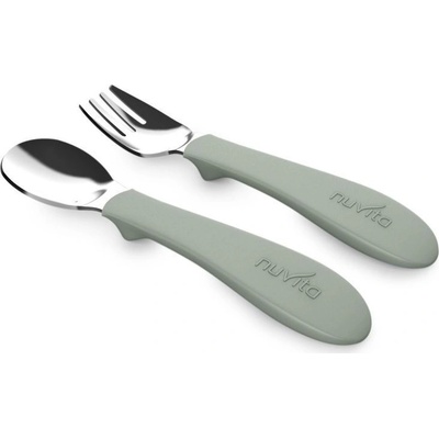 Nuvita lyžička a vidlička Sage Green 8472