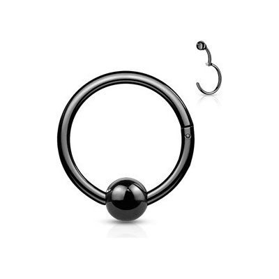 Šperky4U Černý piercing segment kruh s kuličkou K1040K-1210
