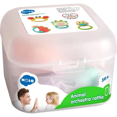 Hola Toys Комплект бебешки гризалки Hola Toys - Animal Orchestra, 5 броя (E318B)