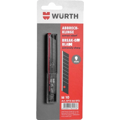 Würth náhradné odlamovacie čepele čierne, 9 mm, 10 ks