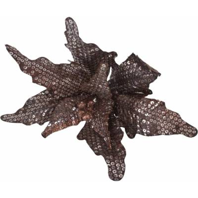 POINSETIA (vianočná ruža) flitter HNEDO-STRIEBORNÁ 30cm