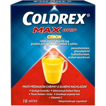 COLDREX MAXGRIP CITRON POR 1000MG/10MG/40MG POR PLV SOL SCC 10 I