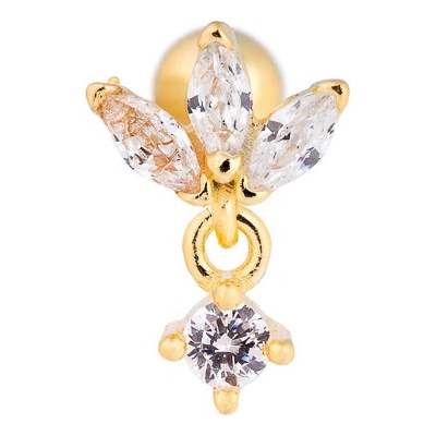 Franco Bene Zirkonové lístky pozlacená piercingová náušnice 293 – Zboží Dáma