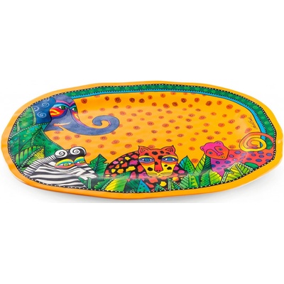 Egan Laurel Burch Jungle Songs Melamine Žlutý oválný podnos 50X35cm