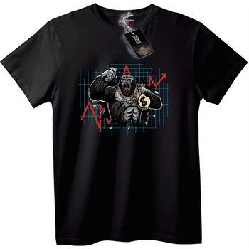 NOONEBRAND Тениска Горила Крал на Парите - 2XL, Black