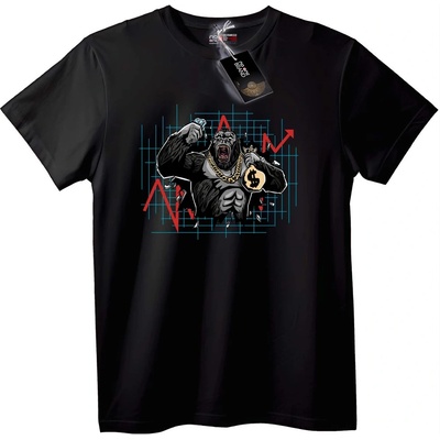 NOONEBRAND Тениска Горила Крал на Парите - 2XL, Black