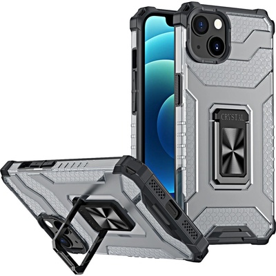 HQWear Защитен калъф, HQWear Crystal Ring, iPhone 13 Mini, сребристо/черно (5907769330858)