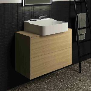 Ideal Standard Atelier Conca стенен шкаф за монтаж на стена, 2 чекмеджета и плот с централен изрез 80 см, светло дъбово покритие (T3947Y6)