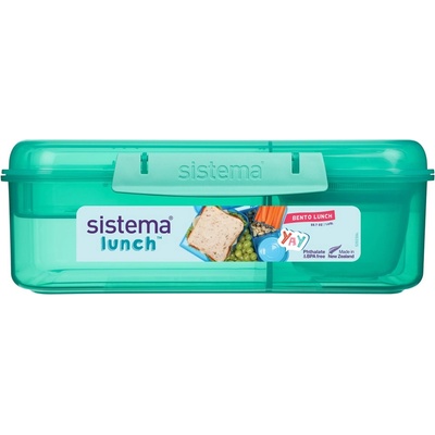 Holmes Products (Europe) Limited Кутия за бенто за обяд Sistema Divided Lunch с контейнер за кисело мляко и 2 тави 1.65 л, мента