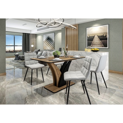 Bogdan Furniture Europe Трапезна маса neptun разтегателна, дъб артисан и черно