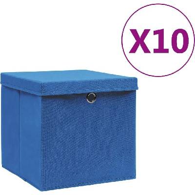 VidaXL úložný box s víky 10 ks netkaná textilie 28 x 28 x 28 cm modrá 325218