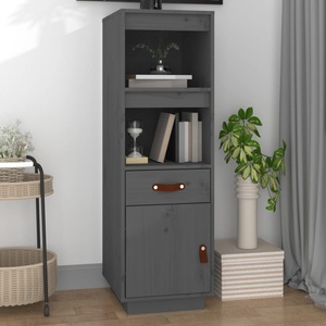 vidaXL Висок шкаф, сив, 34x40x108, 5 см, борово дърво масив (820154)
