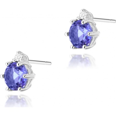 Blink-Blink zlaté napichovacie náušnice s diamantami a Tanzanitom 3181BDTaB