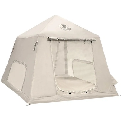Tourus AirCamp X1 - Надуваема 2-местна палатка, 5.76 м2, Бързо разпъване, Бежов, 240×240×180 см (TS-IT01)