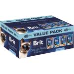 Brit Premium by Nature - икономична опаковка за възрастни котки, 48 x 85 г (нежни филета в сос)