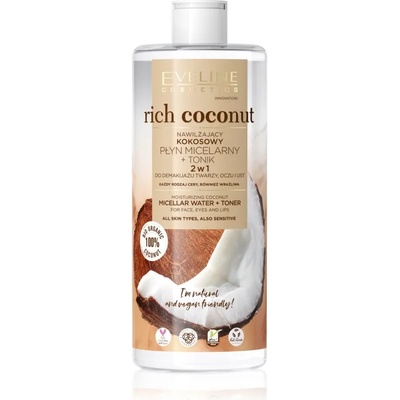 Eveline Cosmetics Rich Coconut мицеларна вода и тоник 2 в 1 500ml